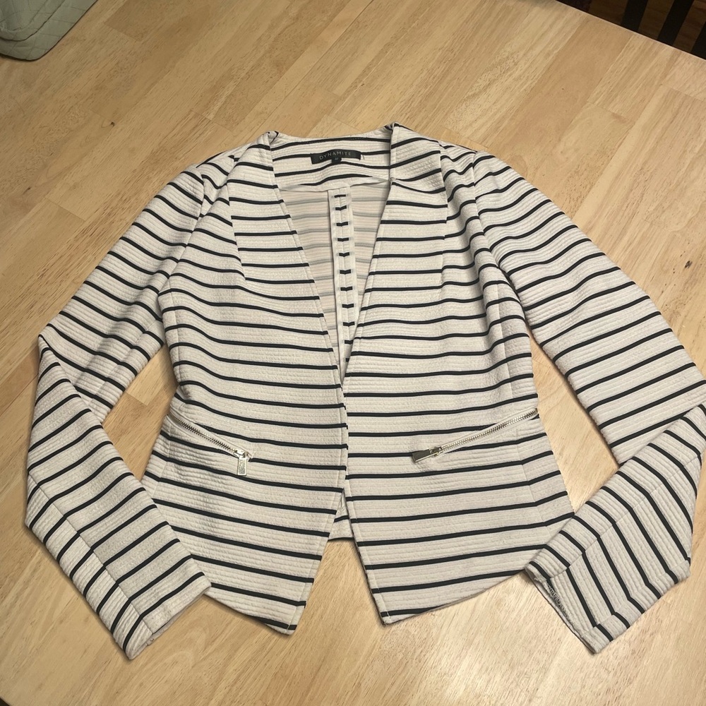 Dynamite Black and White Striped Blazer